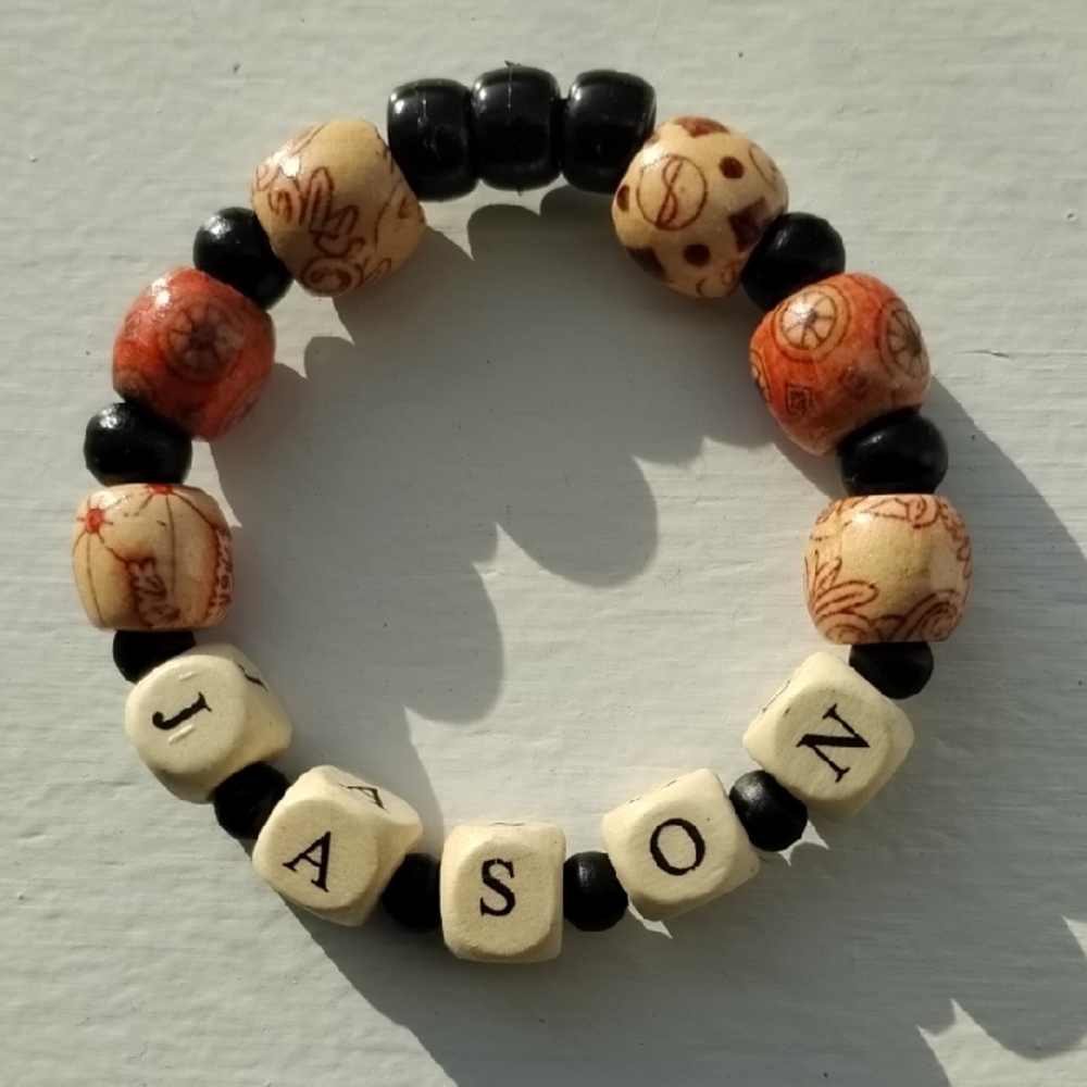Black and Cream JASON Beaded Bracelet